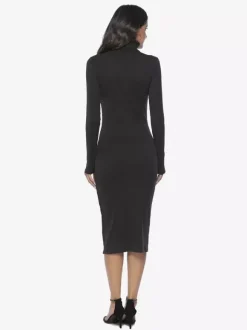 Robe tricotée pour femme en polyester confortable à manches longues et col haut