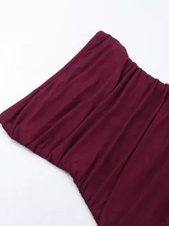 Robe tube mini pour femme - Robe moulante fendue à ourlet en résille froncée - Tenue de soirée estivale 2026