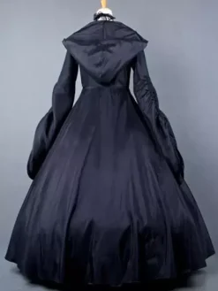 Robe Victorienne médiévale Opéra Déguisement Sorcière Rouge Manche Longue Robe Costume Halloween Bourgogne