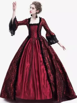 Robe Victorienne médiévale victorienne Robe Rococo Robe Marie Antoinette Opéra Costume Rétro Déguisements Halloween Bourgogne