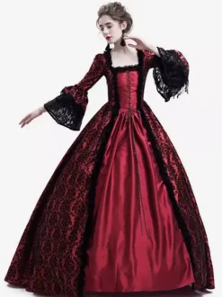 Robe Victorienne médiévale victorienne Robe Rococo Robe Marie Antoinette Opéra Costume Rétro Déguisements Halloween Bourgogne