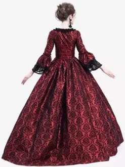 Robe Victorienne médiévale victorienne Robe Rococo Robe Marie Antoinette Opéra Costume Rétro Déguisements Halloween Bourgogne