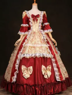 Robe Victorienne Opéra médiévale victorienne Robe Rococo Robe Marie Antoinette volant rouge Robe Déguisements Halloween Bourgogne