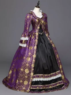 Robe victorienne Robe Rococo Opéra Costume Vintage Pourpre costume gothique avec dentelle Halloween