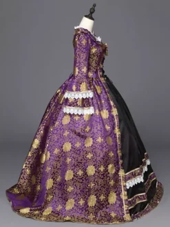 Robe victorienne Robe Rococo Opéra Costume Vintage Pourpre costume gothique avec dentelle Halloween