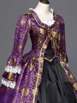 Robe victorienne Robe Rococo Opéra Costume Vintage Pourpre costume gothique avec dentelle Halloween