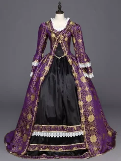 Robe victorienne Robe Rococo Opéra Costume Vintage Pourpre costume gothique avec dentelle Halloween