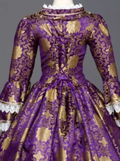Robe victorienne Robe Rococo Opéra Costume Vintage Pourpre costume gothique avec dentelle Halloween