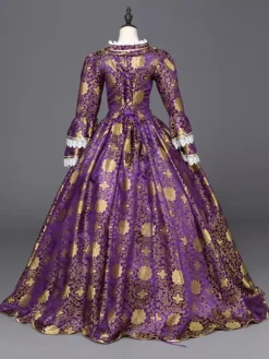 Robe victorienne Robe Rococo Opéra Costume Vintage Pourpre costume gothique avec dentelle Halloween