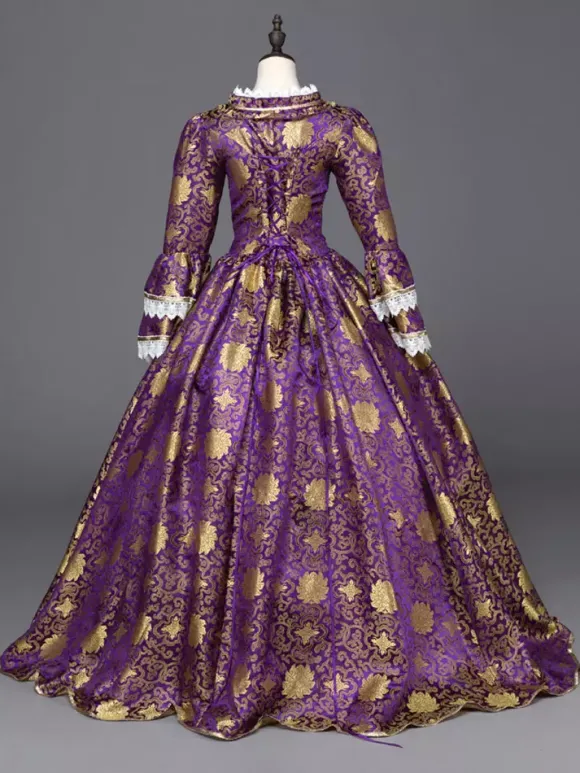 Robe victorienne Robe Rococo Opéra Costume Vintage Pourpre costume gothique avec dentelle Halloween