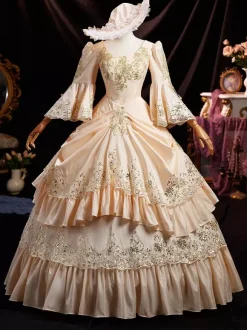 Robe Victorienne  Robe Victorienne Femmes Rétro À Volants Fleur Demi Manches Robe Marie-antoinette Époque Victorienne Vêtements Vintage Robe Halloween