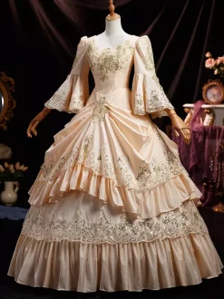 Robe Victorienne  Robe Victorienne Femmes Rétro À Volants Fleur Demi Manches Robe Marie-antoinette Époque Victorienne Vêtements Vintage Robe Halloween