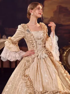 Robe Victorienne Rétro Champagne Robe Robe Marie Antoinette Femme Vêtements Vintage De Style Européen