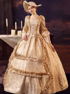 Robe Victorienne Rétro Champagne Robe Robe Marie Antoinette Femme Vêtements Vintage De Style Européen