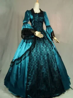 Robe Victorienne rétro femmes volants Opéra robe de soie robe de bal de mascarade victorienne Déguisements Halloween