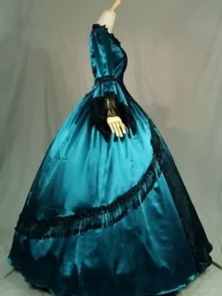 Robe Victorienne rétro femmes volants Opéra robe de soie robe de bal de mascarade victorienne Déguisements Halloween