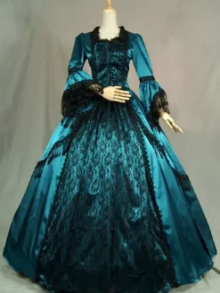 Robe Victorienne rétro femmes volants Opéra robe de soie robe de bal de mascarade victorienne Déguisements Halloween