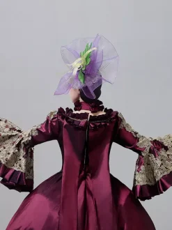 Robe victorienne vintage style Marie-Antoinette jupe brodée manches longues évasées robe de soirée vintage