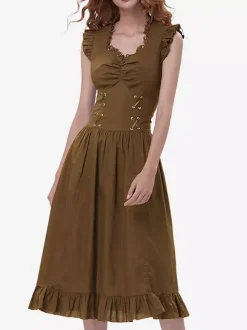 Robe Vintage Col En C艙ur Costumes Rétro Noirs Robe En Polyester En Dentelle Tunique Rétro Femme Costume Marie Antoinette Bourgogne