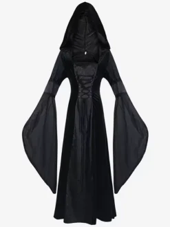 Robe Vintage Longue À Capuche Déguisement Costume Rétro Médiéval Bourgogne