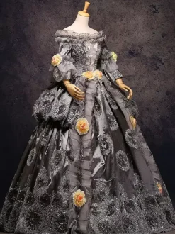 Robe Vintage Médiévale Costume rétro gris synthétique Halloween Opéra