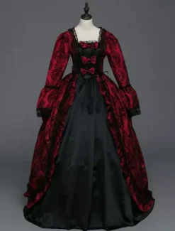 Robe Vintage médiévale victorienne Rococo Marie Antoinette Opéra Costume Rétro Déguisements Halloween Bourgogne