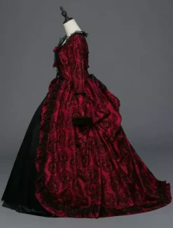Robe Vintage médiévale victorienne Rococo Marie Antoinette Opéra Costume Rétro Déguisements Halloween Bourgogne