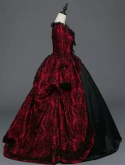 Robe Vintage médiévale victorienne Rococo Marie Antoinette Opéra Costume Rétro Déguisements Halloween Bourgogne