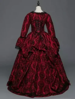 Robe Vintage médiévale victorienne Rococo Marie Antoinette Opéra Costume Rétro Déguisements Halloween Bourgogne