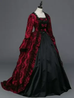 Robe Vintage médiévale victorienne Rococo Marie Antoinette Opéra Costume Rétro Déguisements Halloween Bourgogne
