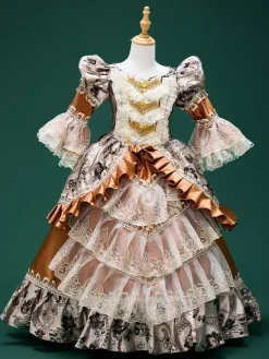 Robe vintage pour femme robe de bal du XVIIe siècle brocart jacquard costume de théâtre