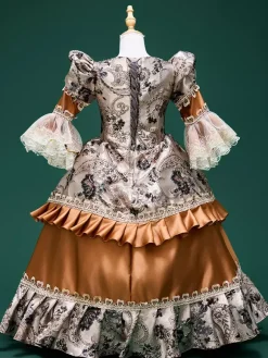 Robe vintage pour femme robe de bal du XVIIe siècle brocart jacquard costume de théâtre