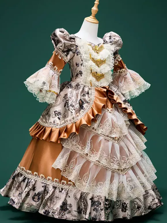 Robe vintage pour femme robe de bal du XVIIe siècle brocart jacquard costume de théâtre