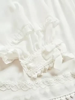 ROCOCO Style Blouses Lolita Volants Plissés Chemisier Manches Longues Haut Lolita Chemise Lolita Blanche