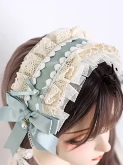 ROCOCO Style Lolita Accessoires Vert Volants Dentelle Couvre-chef Polyester Divers