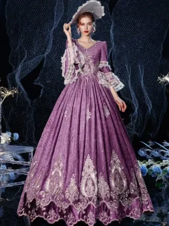 Rococo victorien rétro Costume robe bordeaux dentelle coton Cosplay Costume carnaval