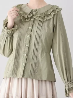 ROCOCO Style Blouses Lolita Haut Lolita Violet Manches Longues Dentelle Volants Chemise Lolita