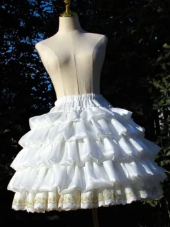 ROCOCO Style Lolita Jupons Polyester Ruffles Gothique Lolita Jupon Femme Dentelle Blanche Lolita Jupe