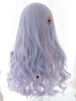 ROCOCO Style Lolita perruque longue ébouriffée fibre résistante à la chaleur accessoires Lolita lavande