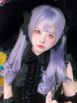 ROCOCO Style Lolita Perruques Violet Longue Fibre Résistant À La Chaleur Accessoires Lolita