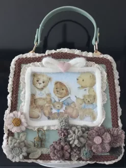 ROCOCO Style Lolita sac café marron Polyester fleurs n艙uds Polyester fibre sac à main accessoires Lolita