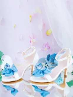 ROCOCO Style Lolita Sandales Noir Rouge Arcs En Cuir PU Bout Pointu Lolita Chaussures D'été
