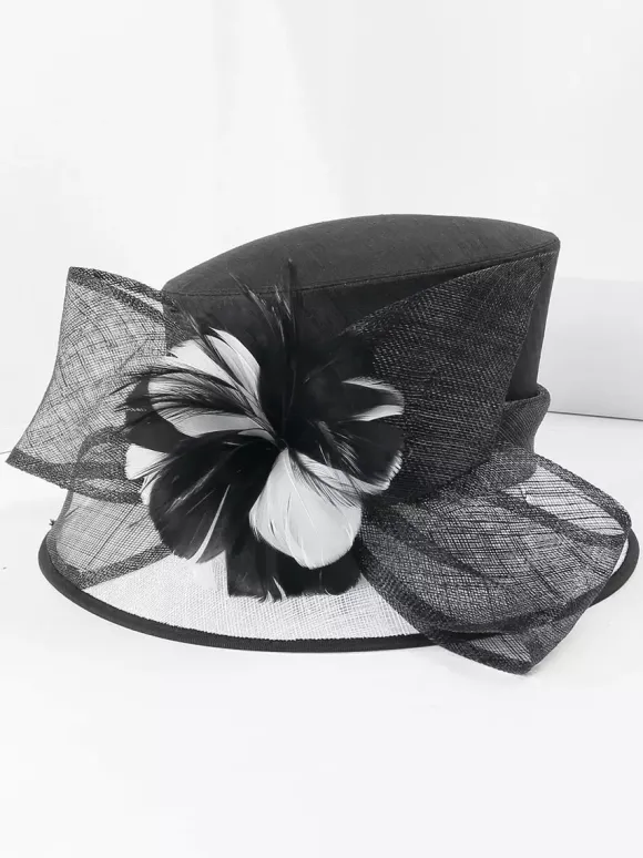 Royal Vintage Hat Brown Femmes Fleurs Headpieces Retro Top Hat Déguisements Halloween