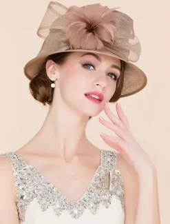 Royal Vintage Hat Brown Femmes Fleurs Headpieces Retro Top Hat Déguisements Halloween