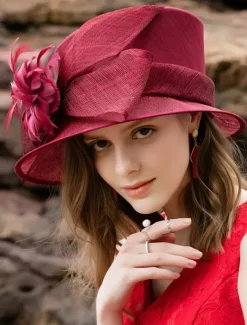 Royal Vintage Hat Brown Femmes Fleurs Headpieces Retro Top Hat Déguisements Halloween