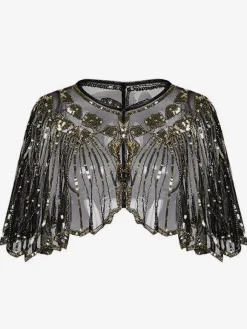 Rétro Femmes Cap Paillette Années 1920 Great Gatsby Flapper Châle Wrap Déguisements Halloween