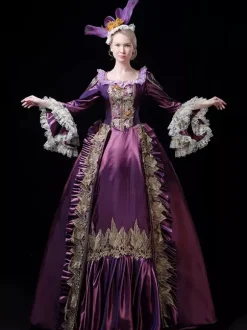 Rétro Costumes 2026 Femmes Dentelle Volant Bordé Robe Baroque Style Marie Antoinette Costume Masquerade Robe de Bal Déguisements Halloween