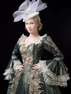 Rétro Costumes 2026 Femmes Dentelle Volant Bordé Robe Baroque Style Marie Antoinette Costume Masquerade Robe de Bal Déguisements Halloween
