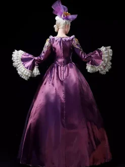 Rétro Costumes 2026 Femmes Dentelle Volant Bordé Robe Baroque Style Marie Antoinette Costume Masquerade Robe de Bal Déguisements Halloween