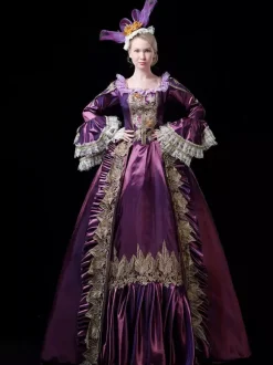 Rétro Costumes 2026 Femmes Dentelle Volant Bordé Robe Baroque Style Marie Antoinette Costume Masquerade Robe de Bal Déguisements Halloween